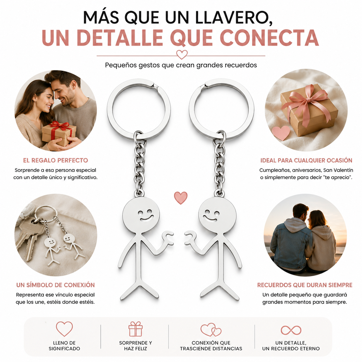 Llaveros Conectables de Acero para Parejas